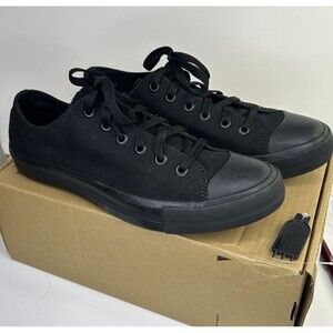 Shoes For Crews 38852W Wide Delray Black Lace-Up Canvas Sneaker M 8 W 9.5 NIB
